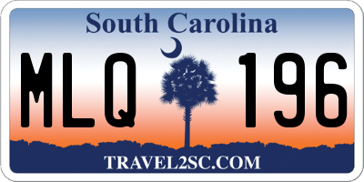 SC license plate MLQ196
