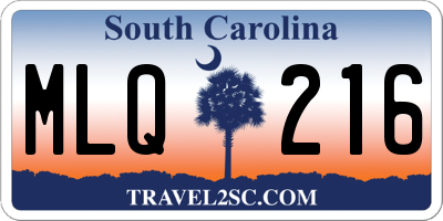 SC license plate MLQ216