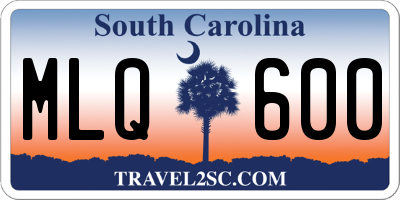 SC license plate MLQ600