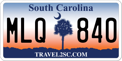 SC license plate MLQ840