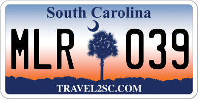 SC license plate MLR039