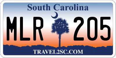 SC license plate MLR205