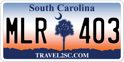 SC license plate MLR403