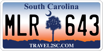 SC license plate MLR643