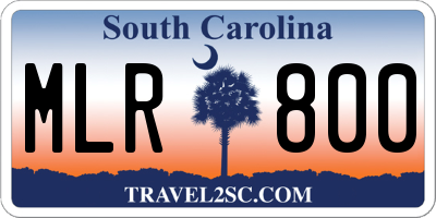 SC license plate MLR800