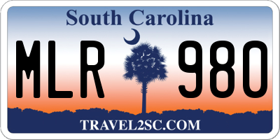 SC license plate MLR980