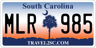 SC license plate MLR985