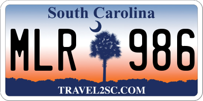 SC license plate MLR986