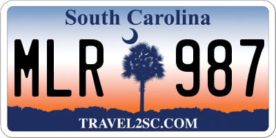 SC license plate MLR987