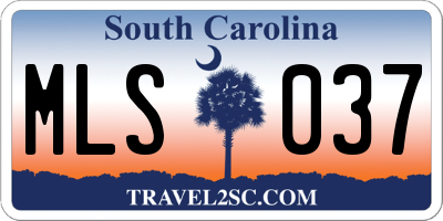SC license plate MLS037