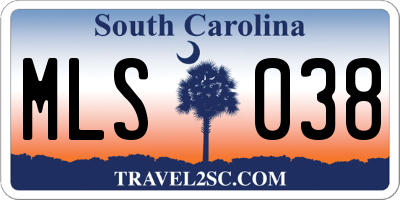 SC license plate MLS038
