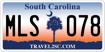 SC license plate MLS078