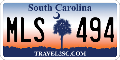 SC license plate MLS494