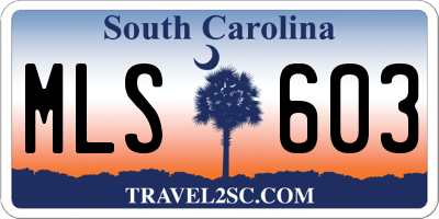SC license plate MLS603