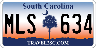 SC license plate MLS634