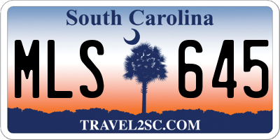 SC license plate MLS645