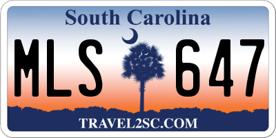SC license plate MLS647