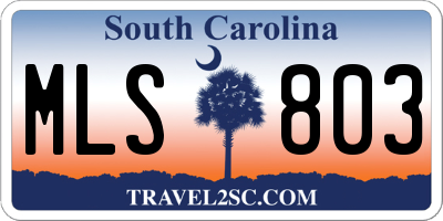 SC license plate MLS803