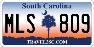 SC license plate MLS809