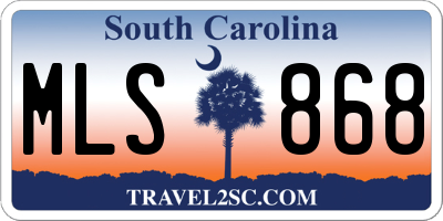 SC license plate MLS868