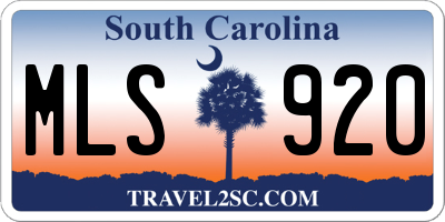 SC license plate MLS920