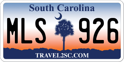 SC license plate MLS926