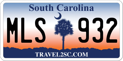 SC license plate MLS932