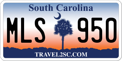 SC license plate MLS950