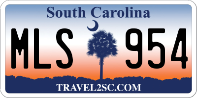 SC license plate MLS954