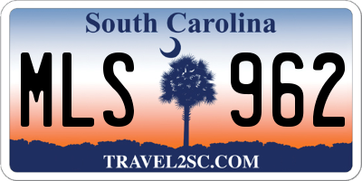 SC license plate MLS962