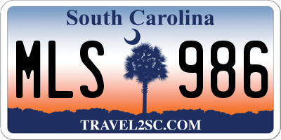 SC license plate MLS986