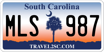 SC license plate MLS987