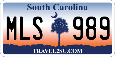 SC license plate MLS989