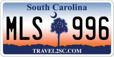 SC license plate MLS996