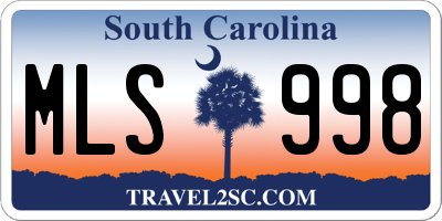 SC license plate MLS998