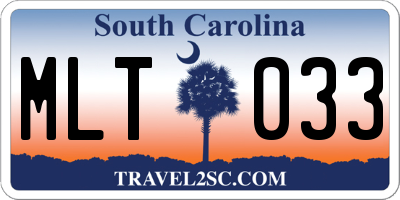 SC license plate MLT033