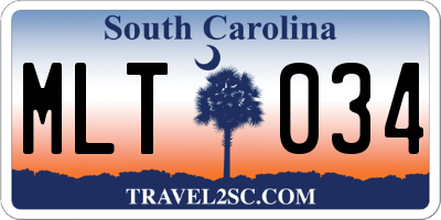 SC license plate MLT034