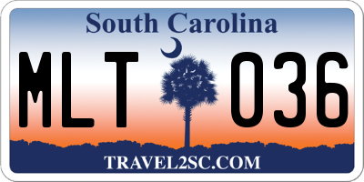 SC license plate MLT036