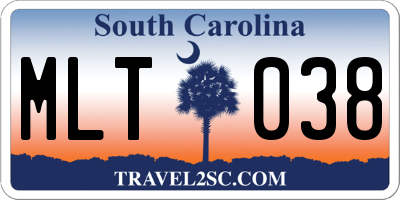 SC license plate MLT038