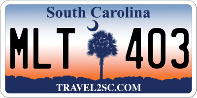 SC license plate MLT403