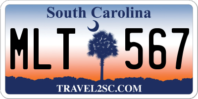 SC license plate MLT567