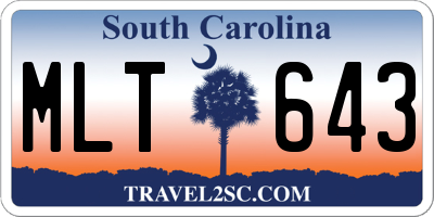 SC license plate MLT643