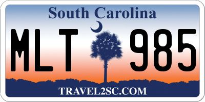 SC license plate MLT985