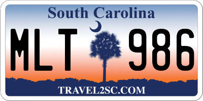 SC license plate MLT986