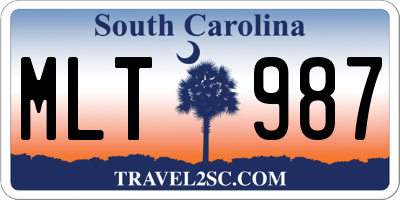 SC license plate MLT987