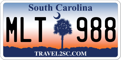 SC license plate MLT988