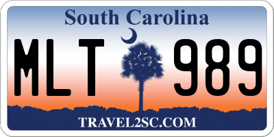 SC license plate MLT989