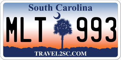 SC license plate MLT993