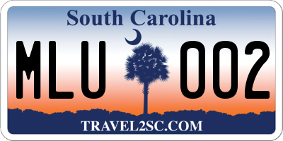SC license plate MLU002