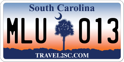 SC license plate MLU013